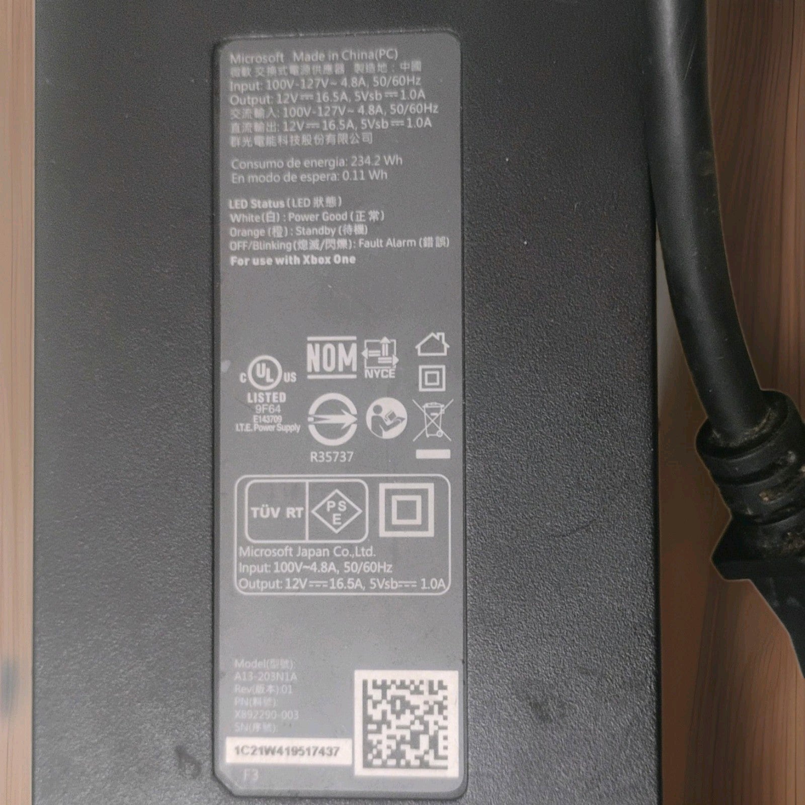 Microsoft 12V AC/DC Adapter Power Supply for Xbox One