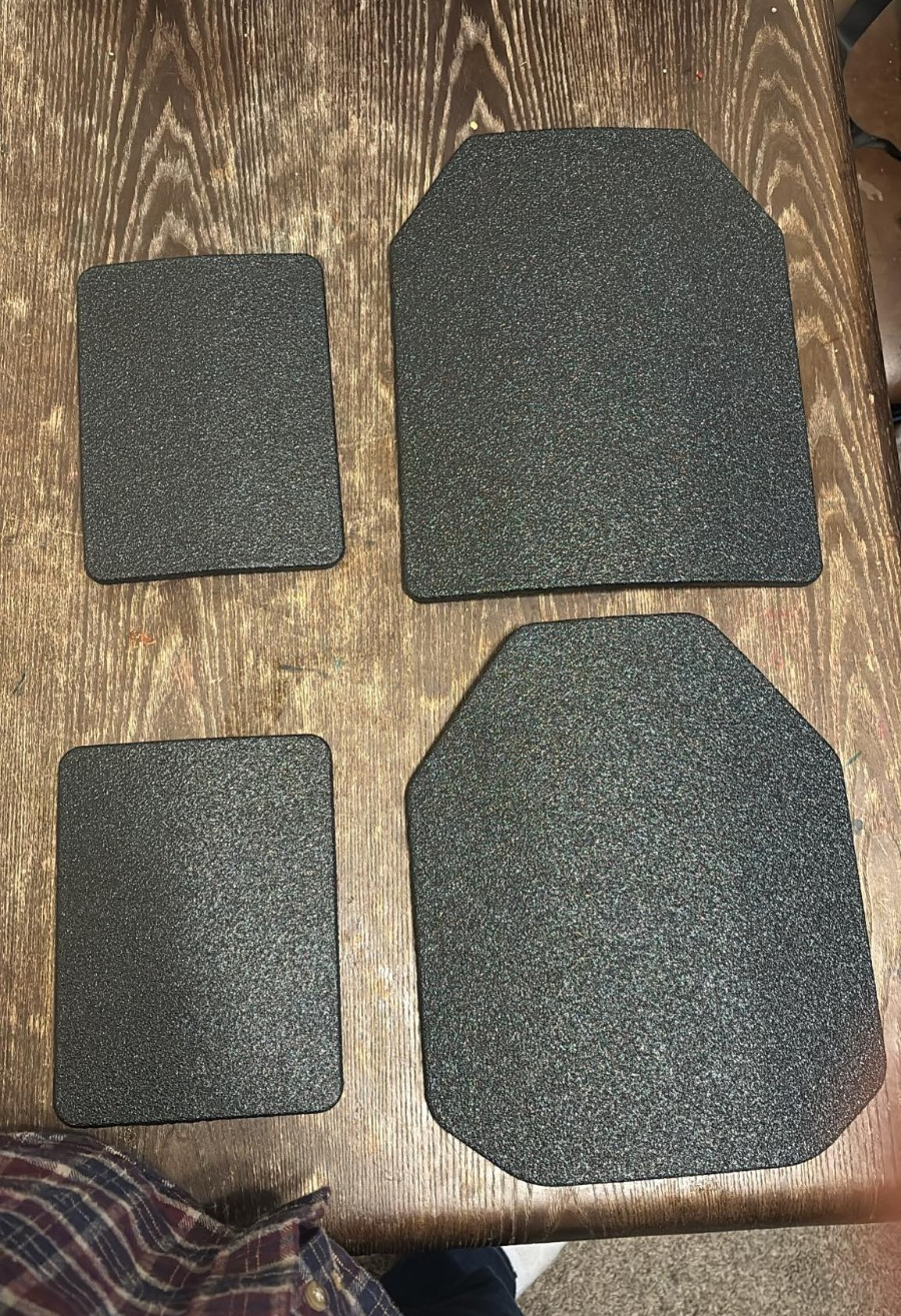 Level 3 Black Steel Multicurve Curved Tactical Armor Plates Set 4pc Chest/Back